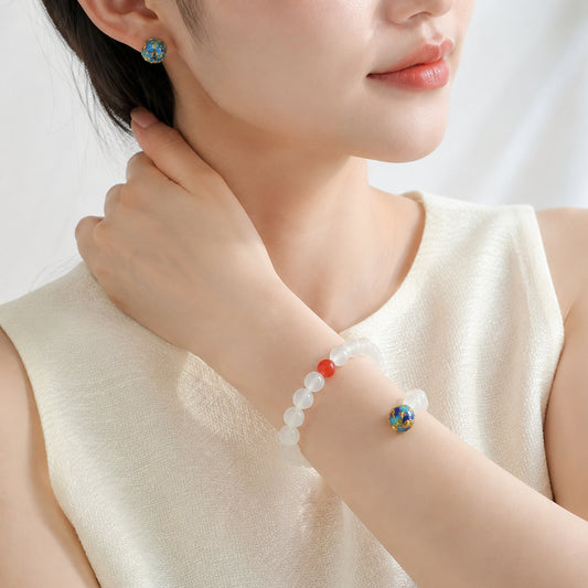 Clear Red Accent Bracelet - bright wearing
