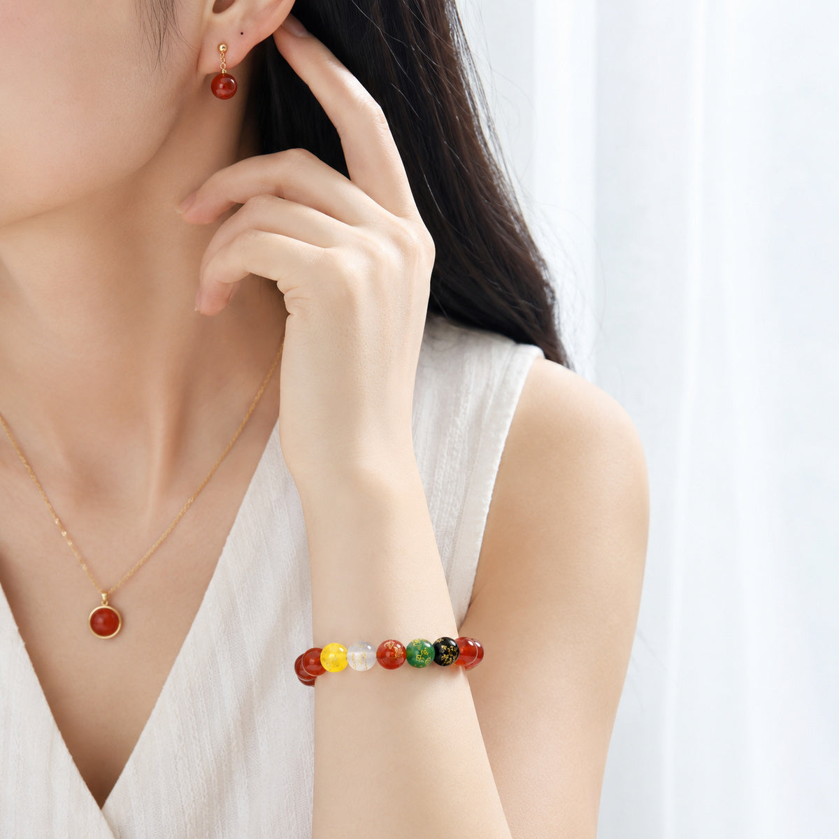 Red Multicolour Accent Bracelet detail