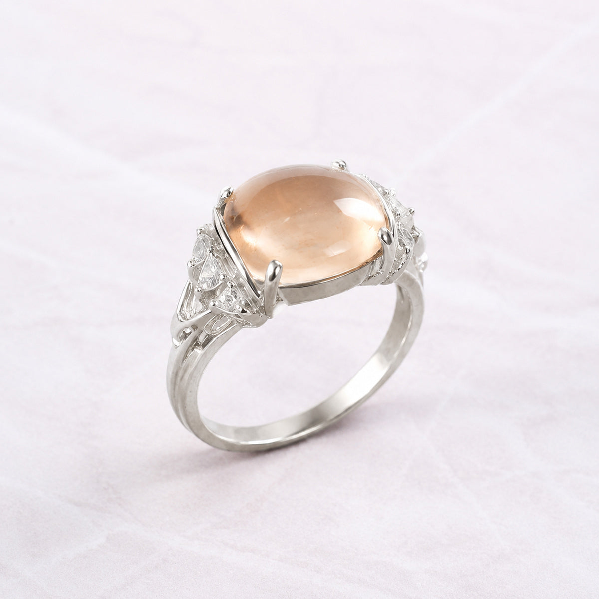 Blush Oval Halo Ring - bright main