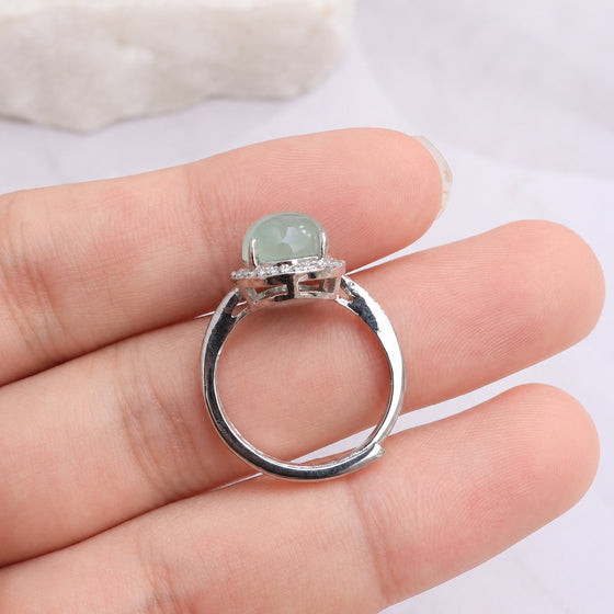 Pale Mint Oval Halo Ring