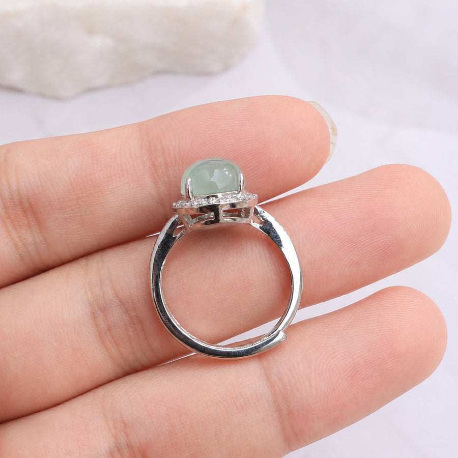 Pale Mint Oval Halo Ring