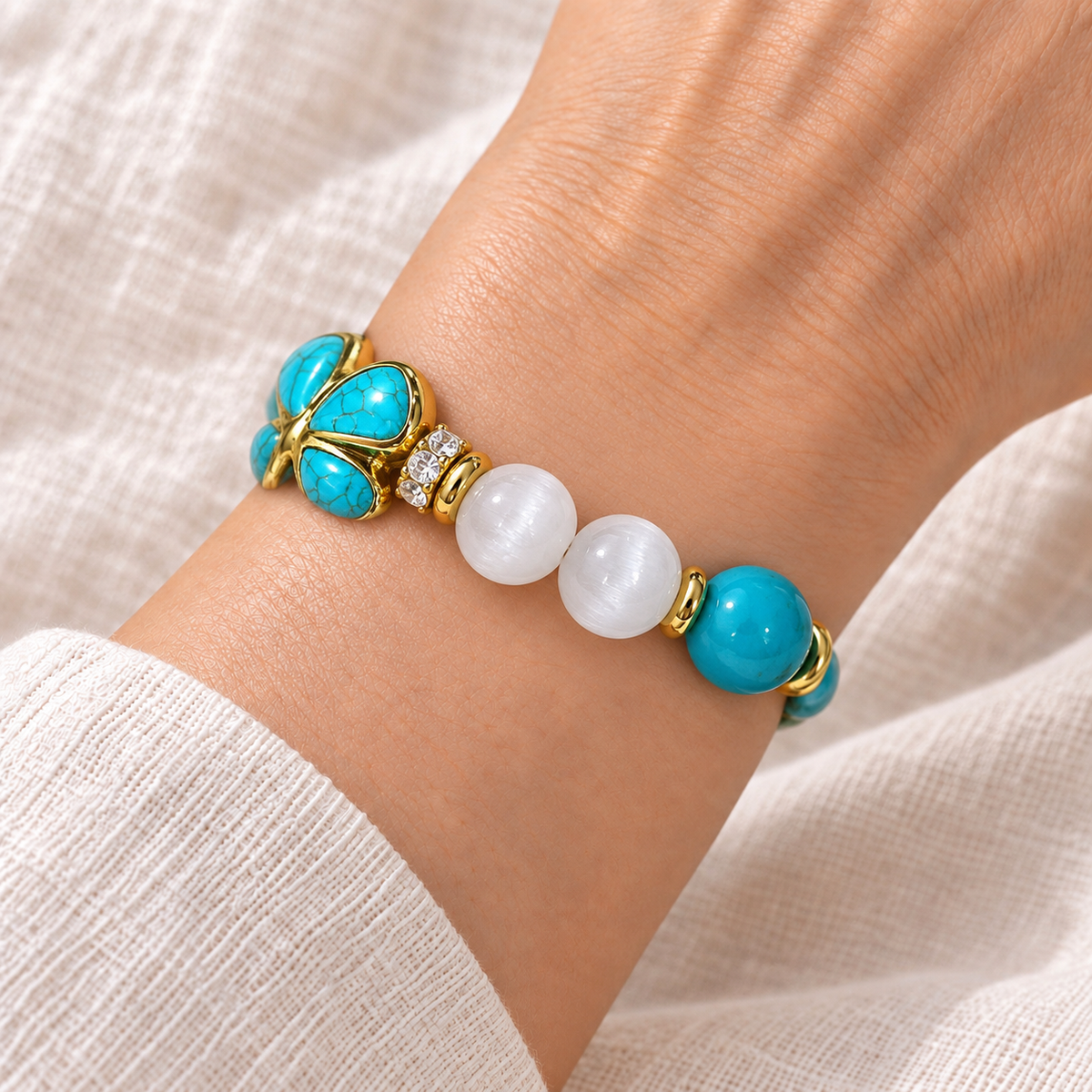 Turquoise Butterfly Charm Bracelet detail