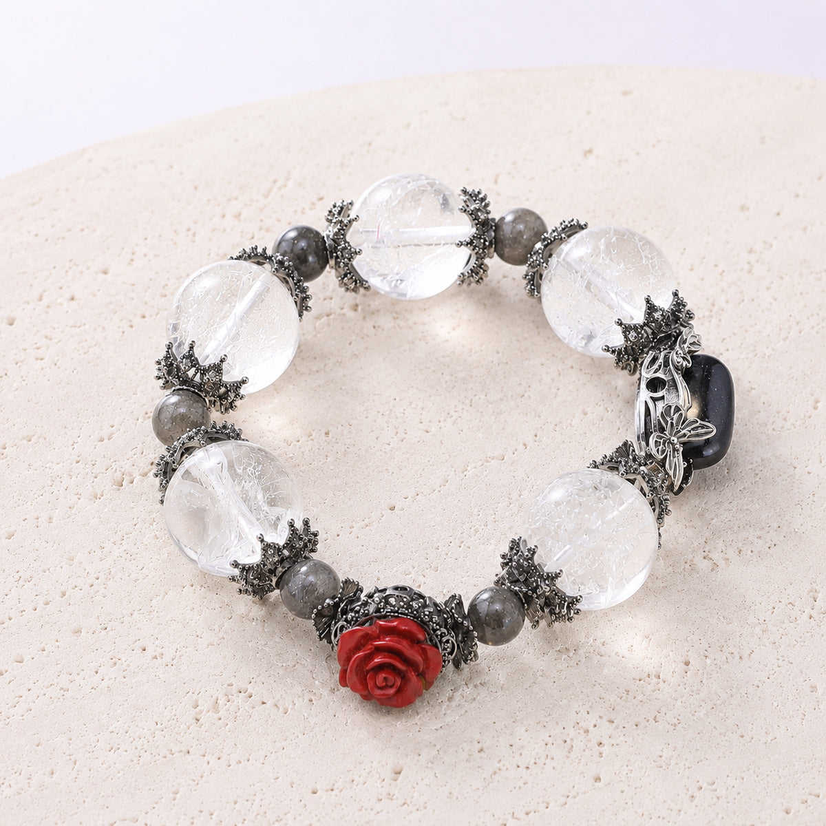 Clear Rose Silver Bracelet live preview