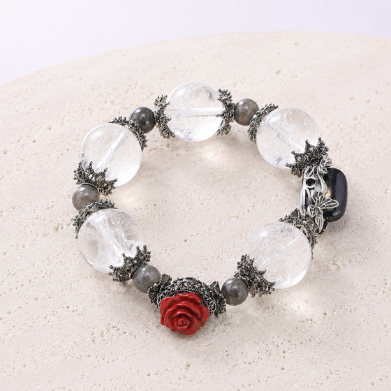 Clear Rose Silver Bracelet