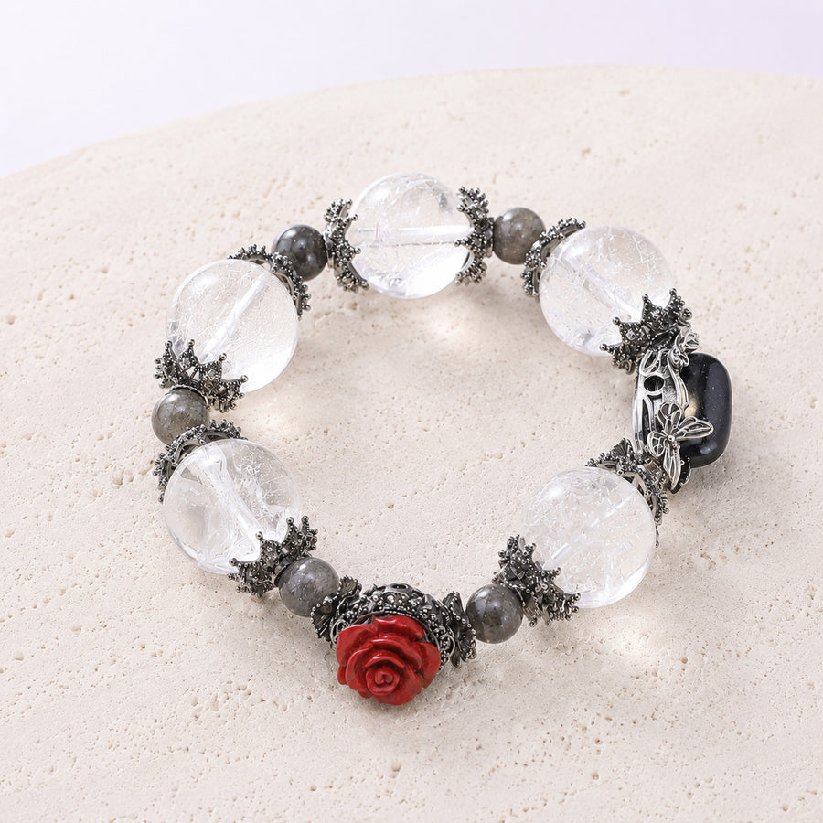 Clear Rose Silver Bracelet