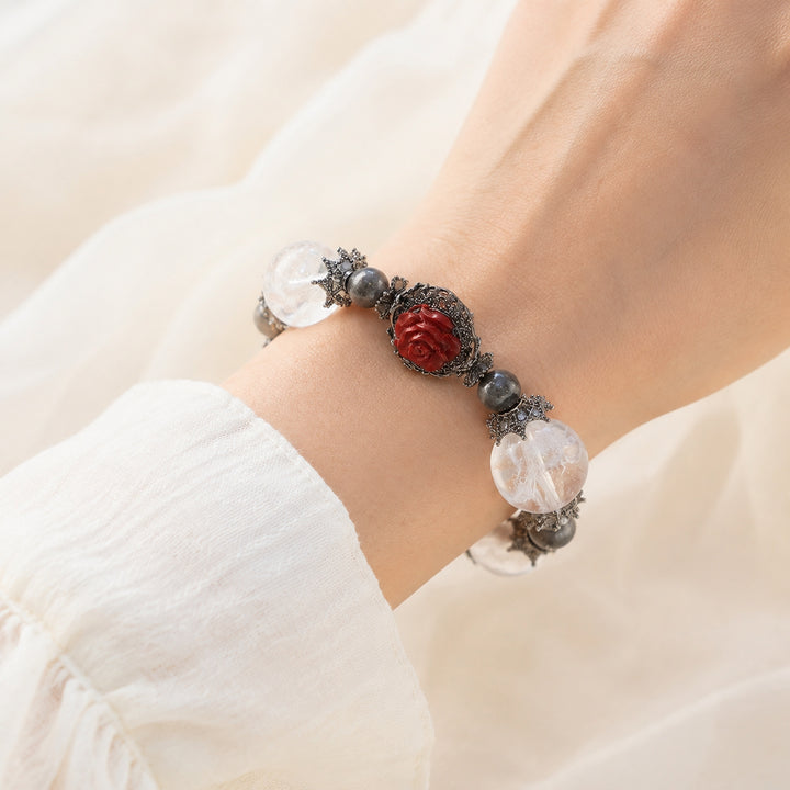 Clear Rose Silver Bracelet