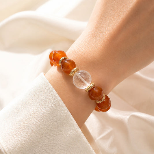 Amber Glow Crystal Bracelet - bright wearing