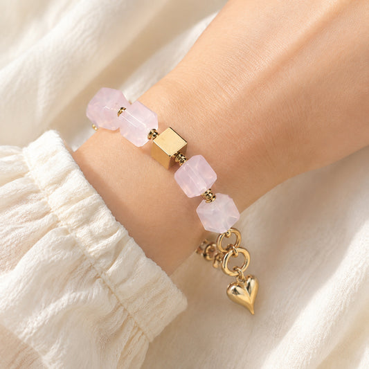 Blush Geometry Heart Bracelet - bright wearing