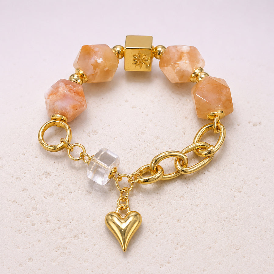 Champagne Heart Link Bracelet