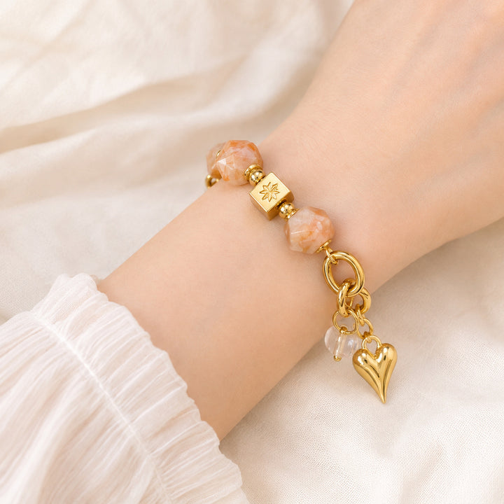 Champagne Heart Link Bracelet