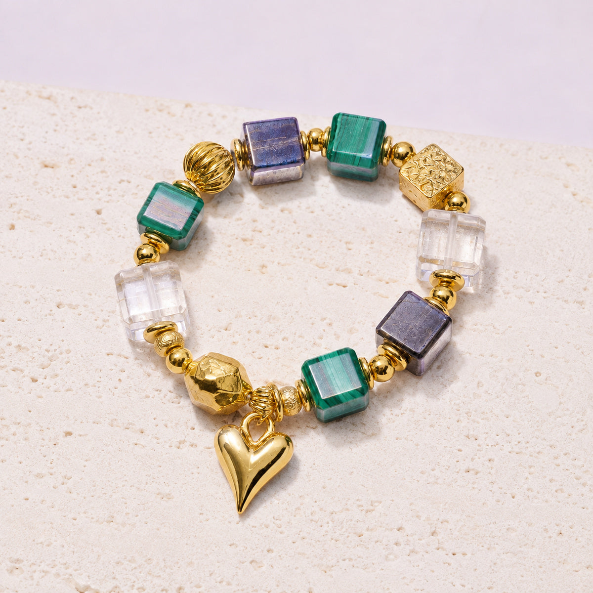Teal Mosaic Heart Bracelet live preview