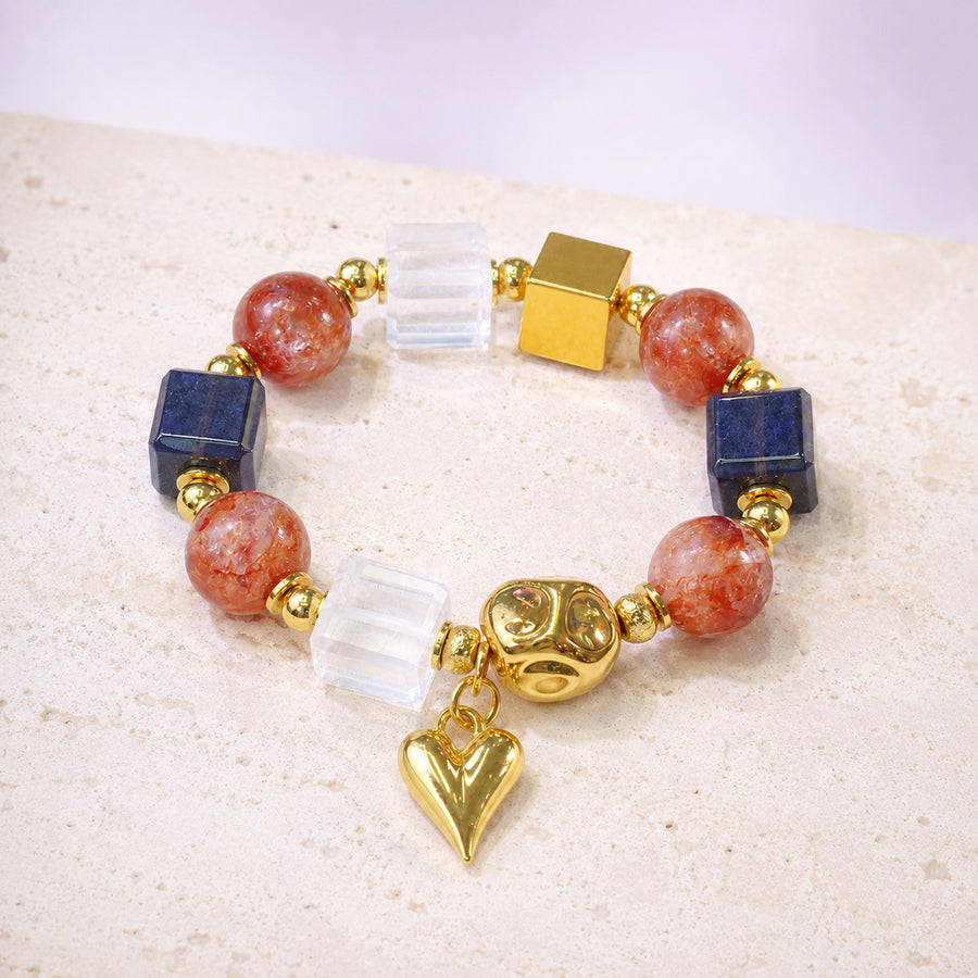 Coral Blue Patchwork Bracelet