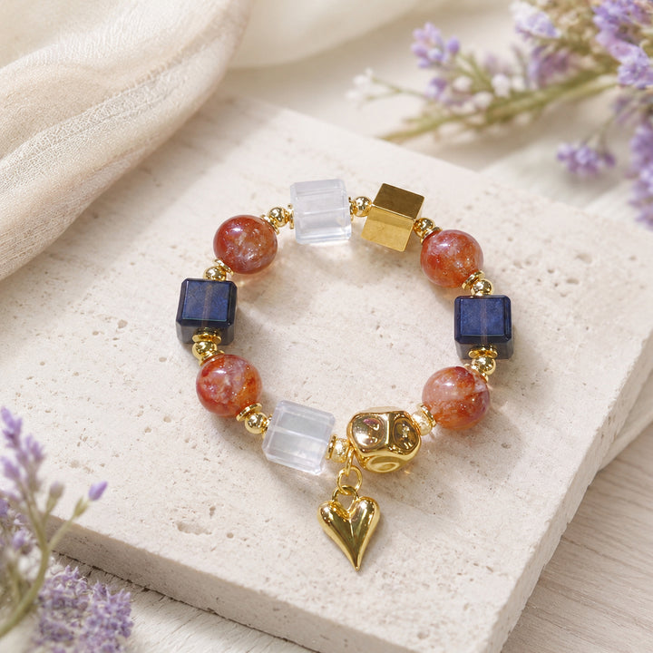 Coral Blue Patchwork Bracelet