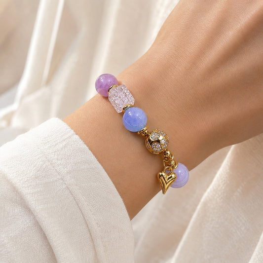 Violet Blue Heart Bracelet - bright wearing