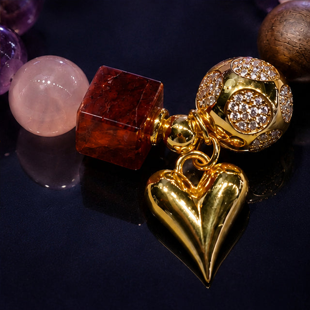 Mauve Rose Heart Bracelet
