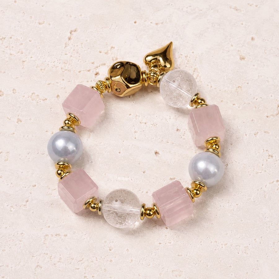 Rose Pearl Cube Bracelet