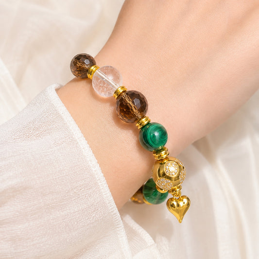 Emerald Amber Star Bracelet - bright wearing