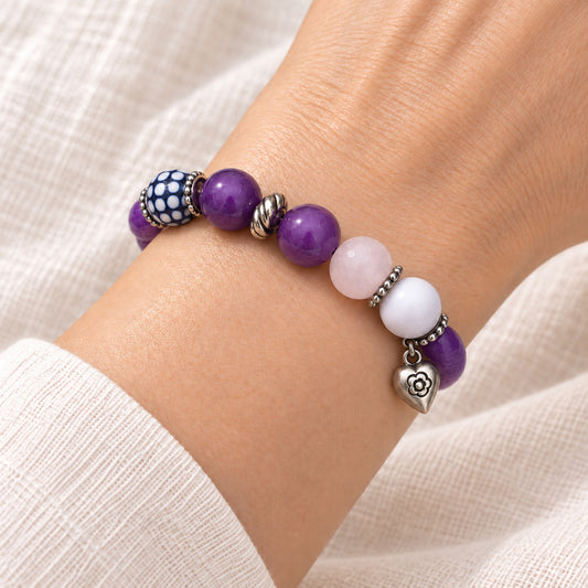 Amethyst Statement Bracelet - bright wearing