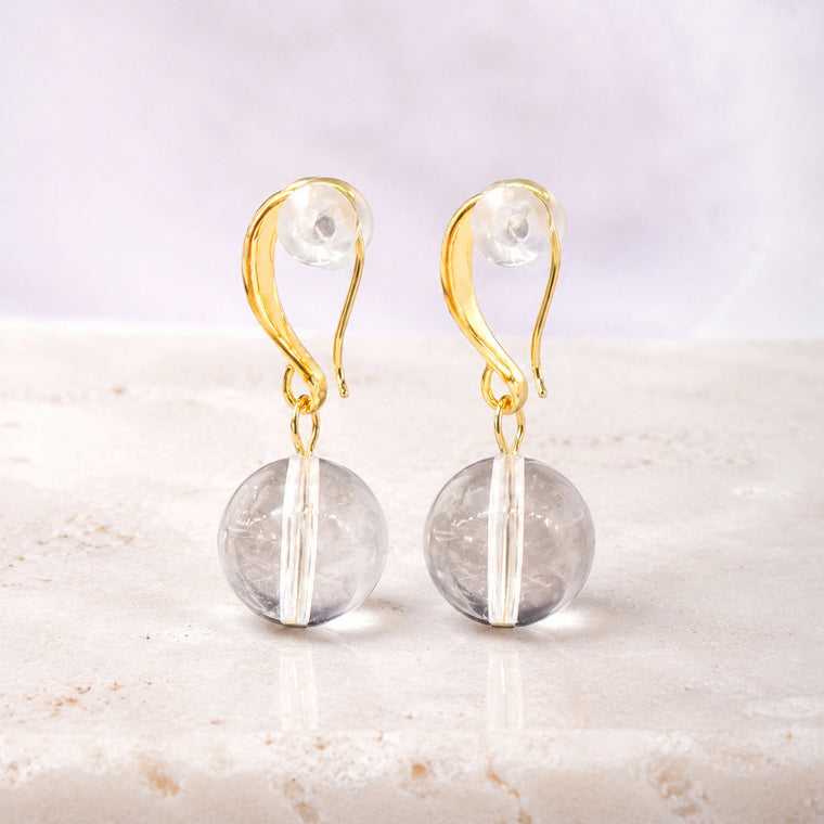 Clear Orb Drop Earrings - bright main