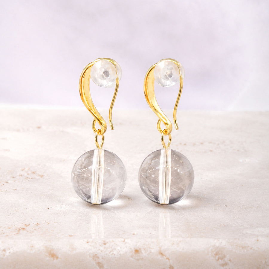 Clear Orb Drop Earrings