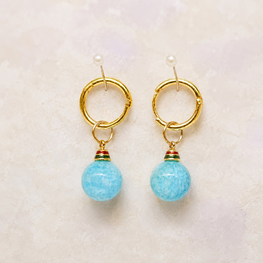 Aqua Orb Hoop Earrings - bright main