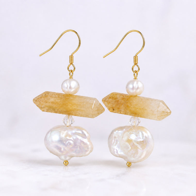Honey Point Pearl Earrings - bright main