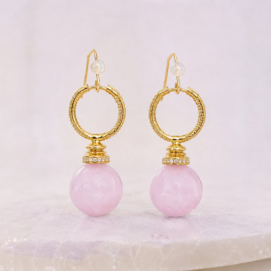 Blush Orb Hoop Earrings - bright main