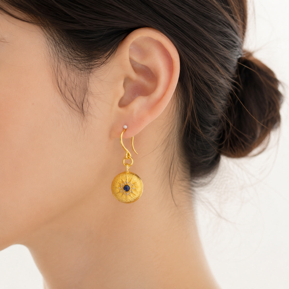 Golden Sun Disc Earrings detail