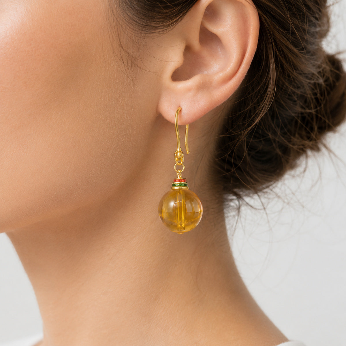 Honey Orb Drop Earrings detail