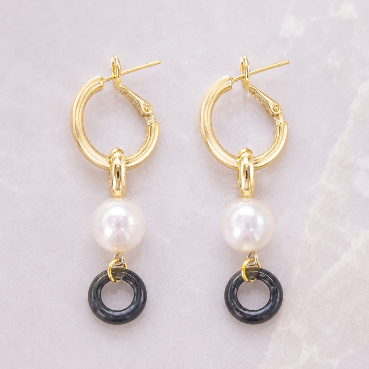 Freshwater Pearl Hoop Earrings - bright main