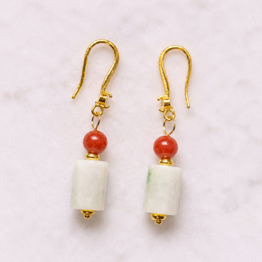 Red White Column Earrings - bright main