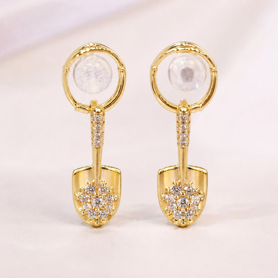 Golden Spade Hoop Earrings