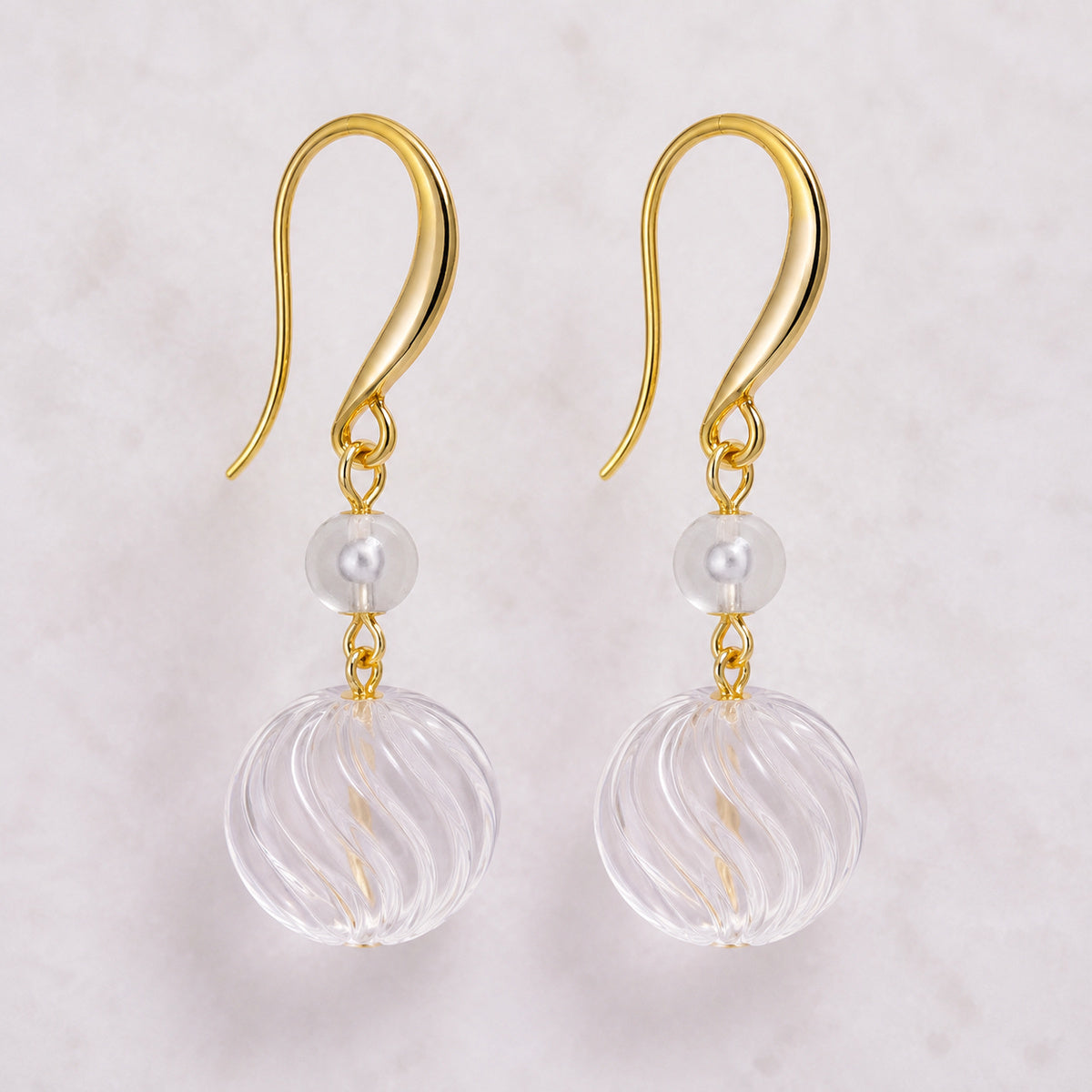 Clear Ribbed Orb Earrings - bright main