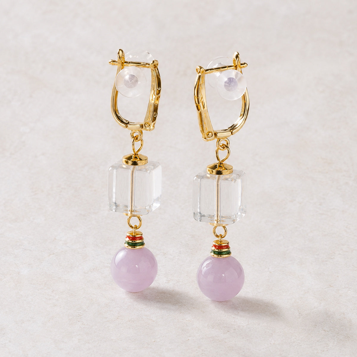Clear Cube Hoop Earrings - bright main