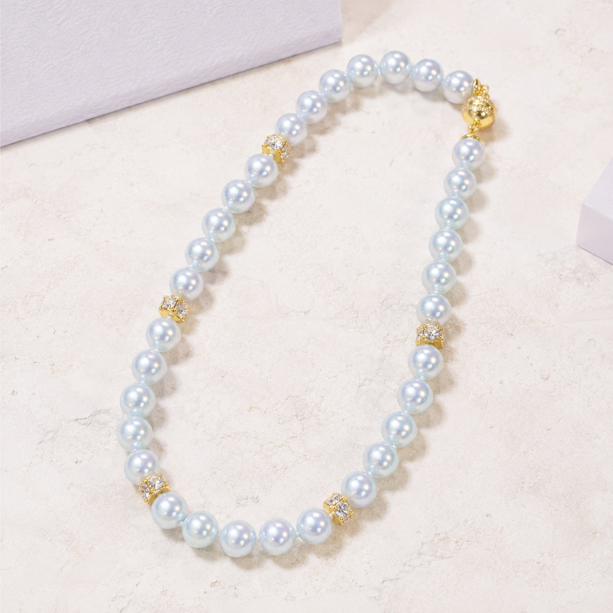 Sky Blue Pearl Necklace - bright main