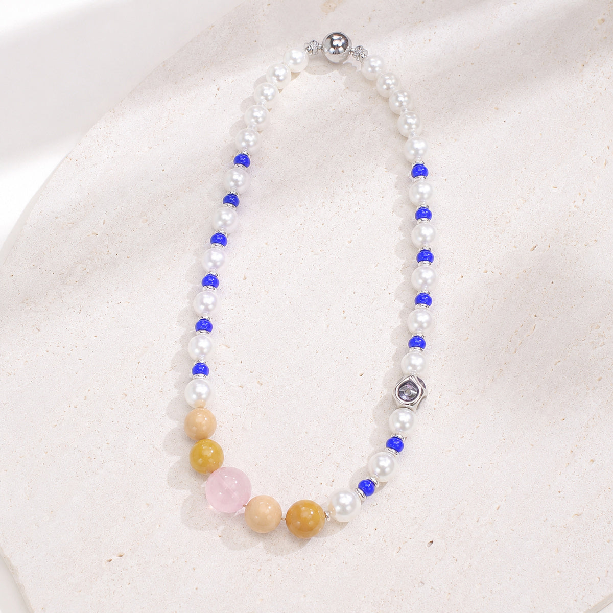 Pastel Sapphire Pearl Necklace - bright main