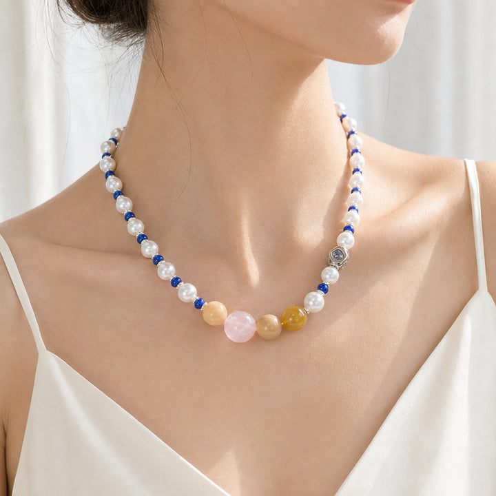 Pastel Sapphire Pearl Necklace