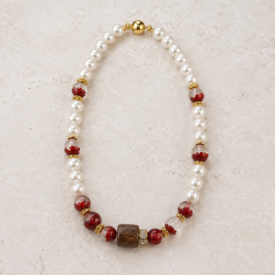 Garnet Earth Pearl Necklace