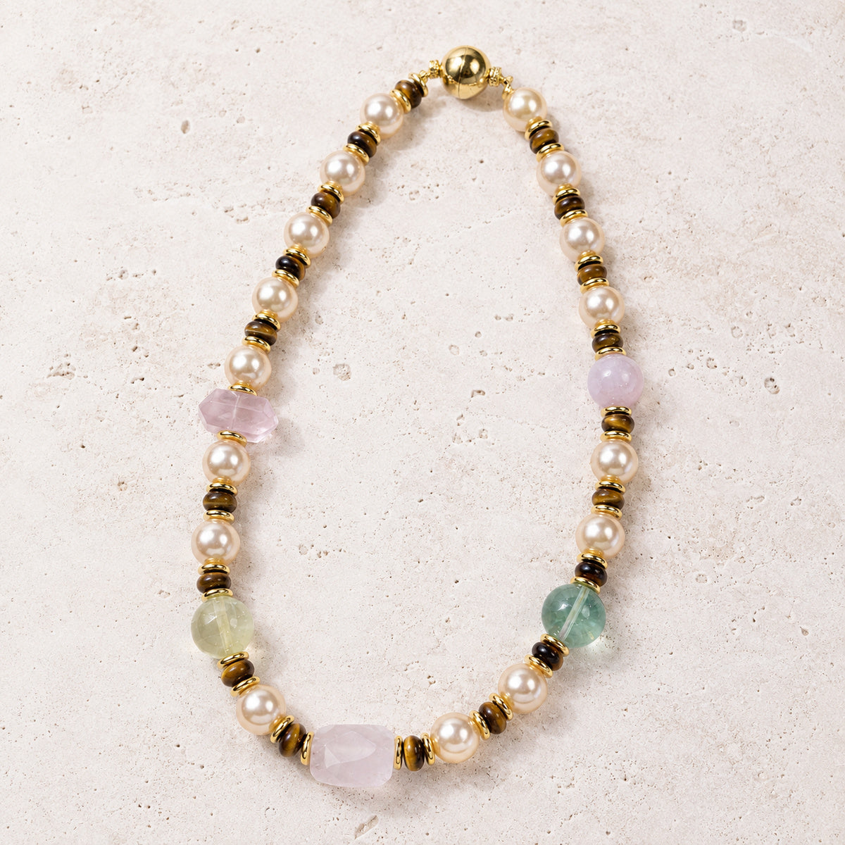 Botanical Mixed Pearl Necklace - bright main