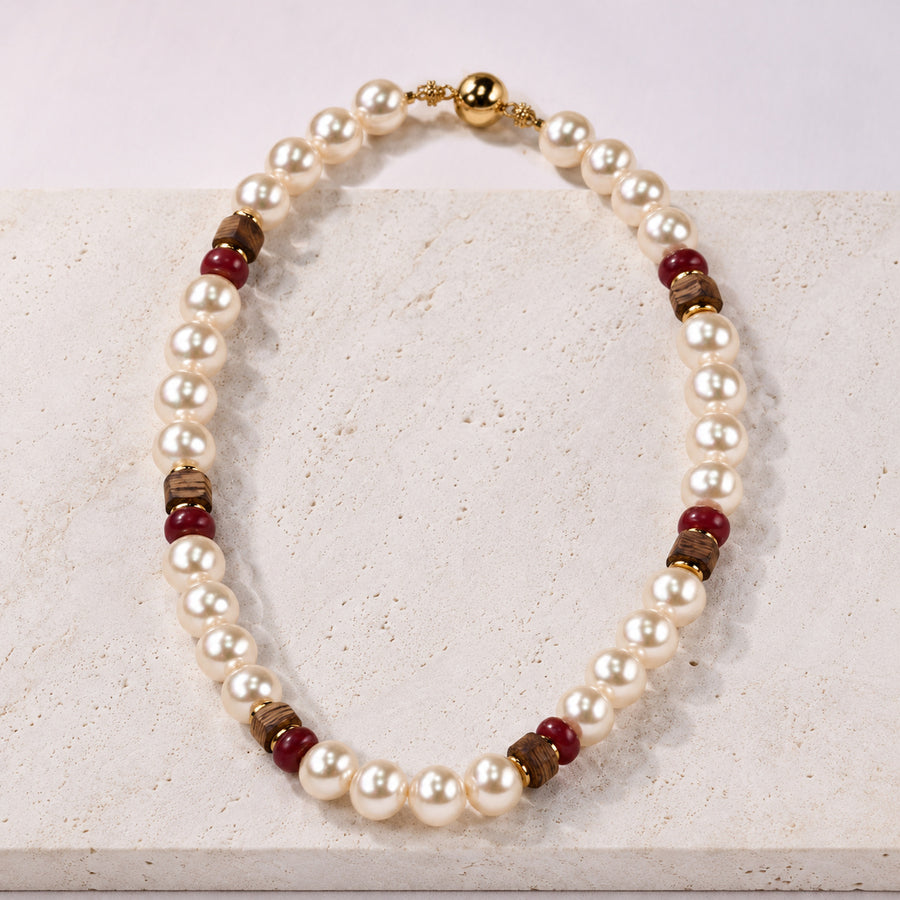 Garnet Pearl Strand Necklace