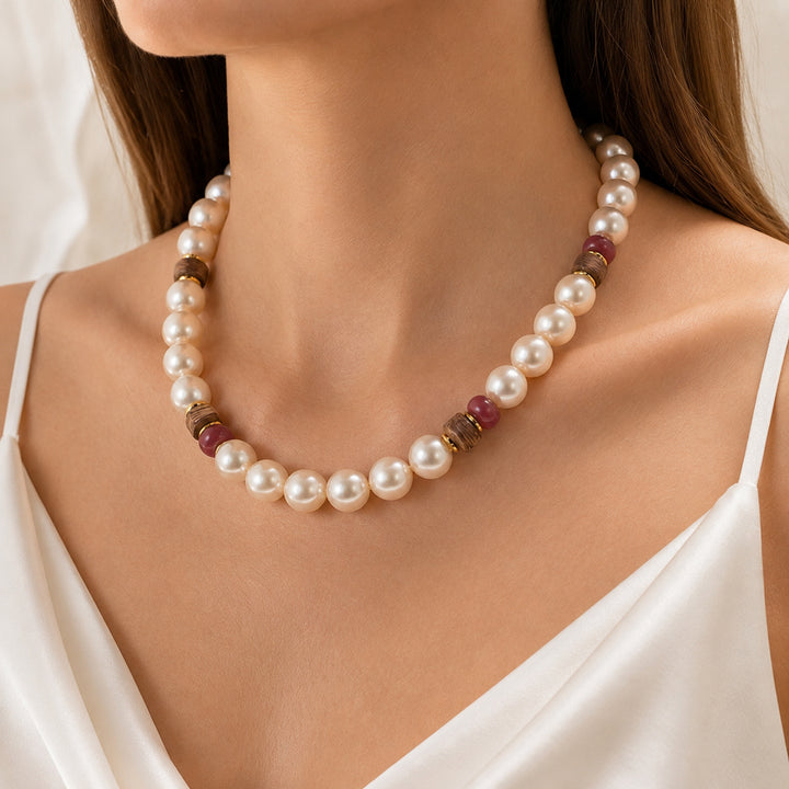 Garnet Pearl Strand Necklace