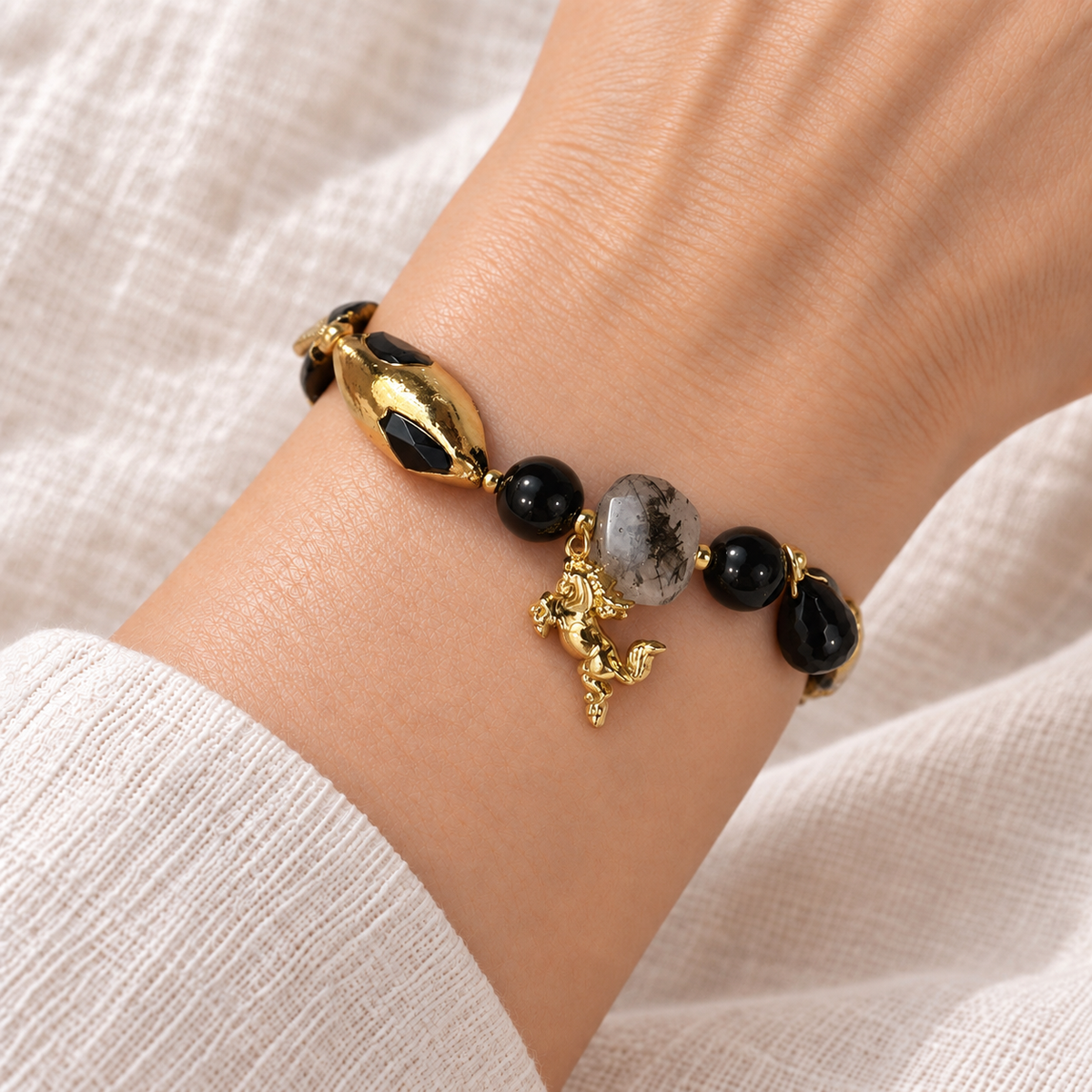 Midnight Agate Charm Bracelet detail