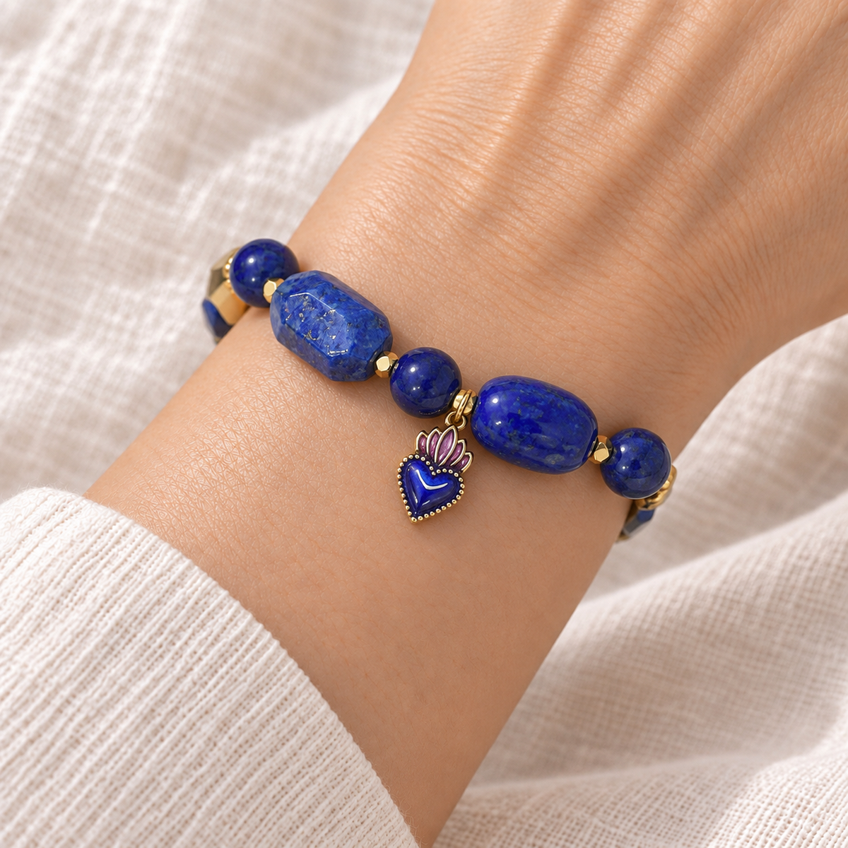Lapis Blue Eye Charm Bracelet detail