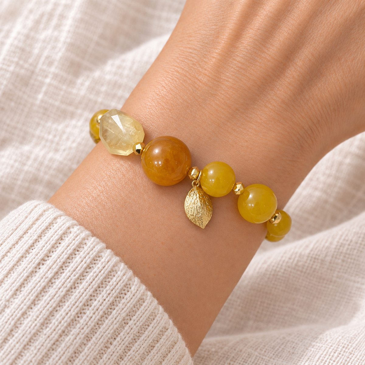 Honey Citrine Eye Charm Bracelet detail