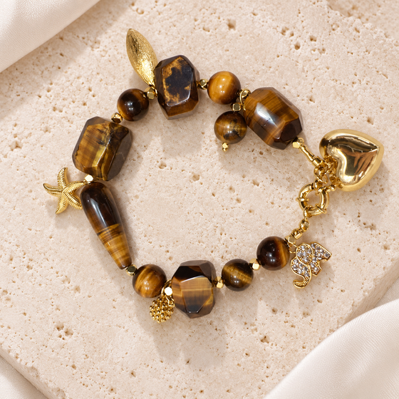 Golden Tiger Eye Charm Bracelet