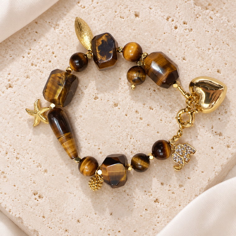Golden Tiger Eye Charm Bracelet