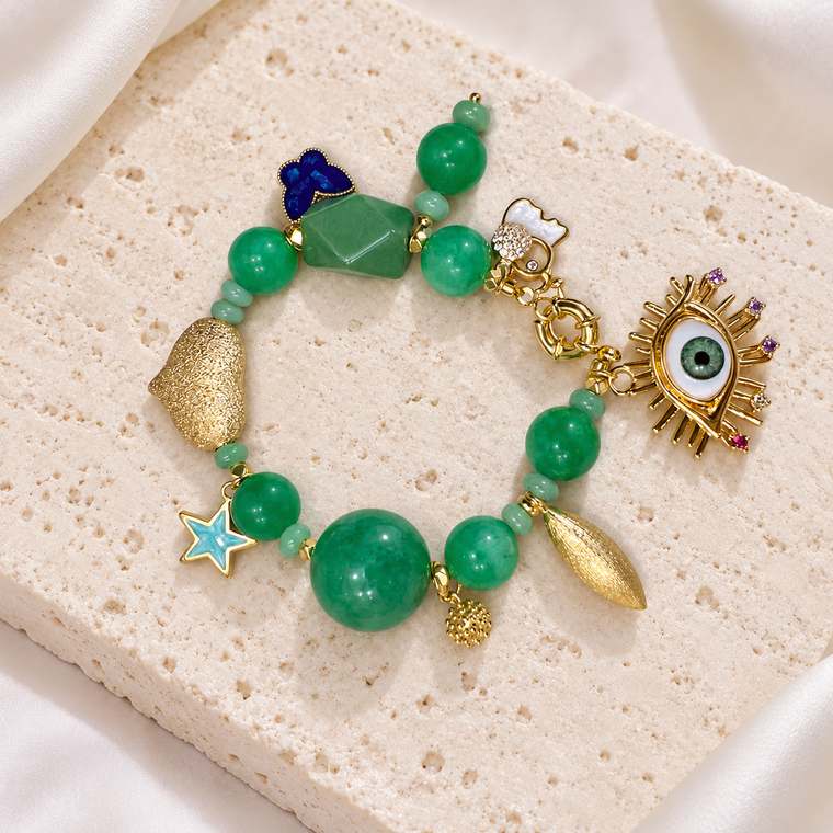Green Meadow Eye Charm Bracelet