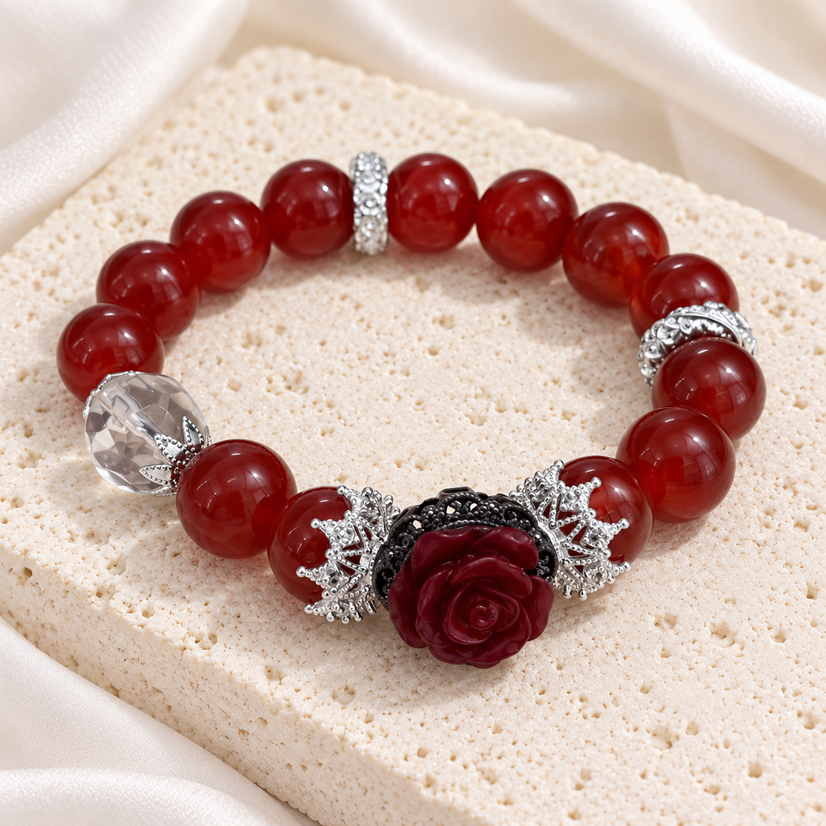 Crimson Rose Agate Bracelet — main product view