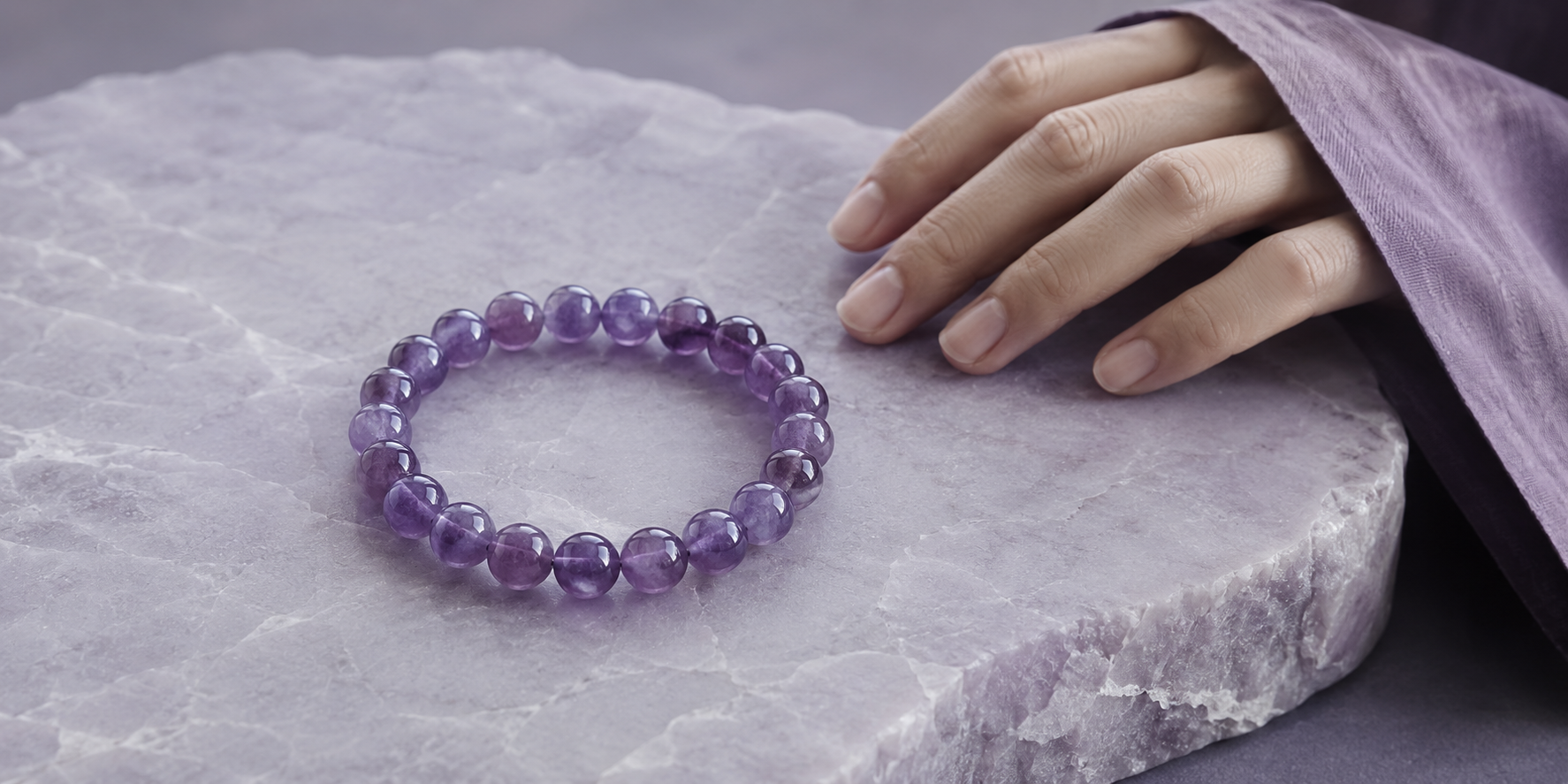 Amethyst Focus Bracelet wide lifestyle detail