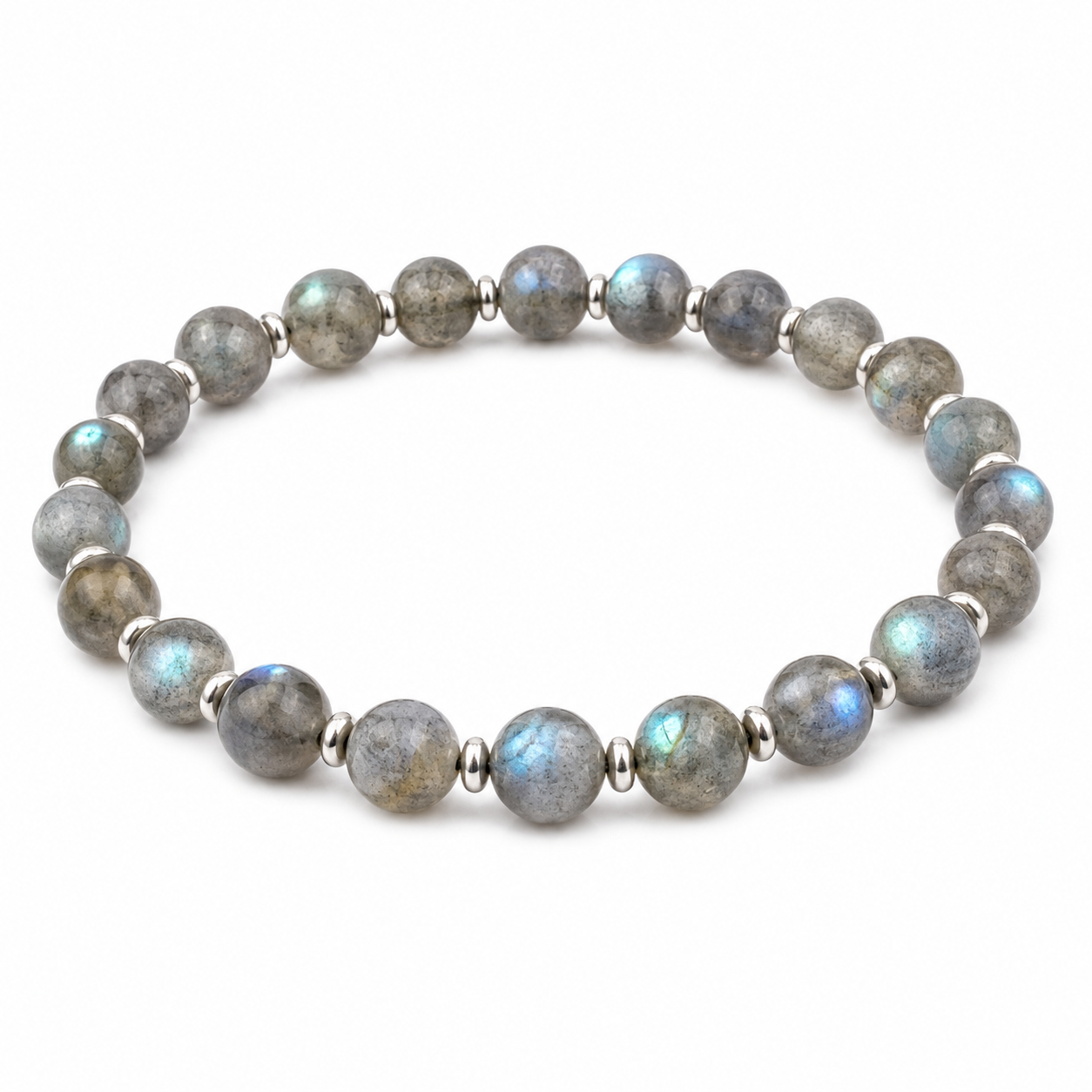 Labradorite Halo Bracelet on a white background